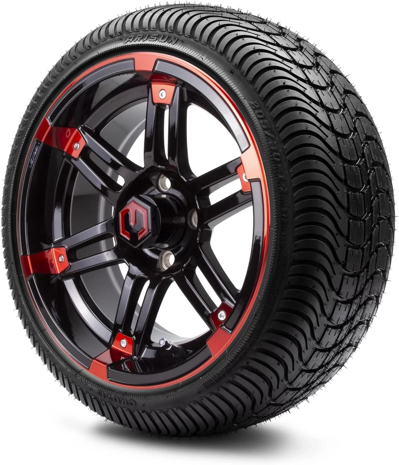 MODZ® Aftershock Red and Black 14″ Golf Cart Tires Combo – Set of 4 MODZ® Aftershock Red and Black 14″ Golf Cart Tires Combo – Set of 4