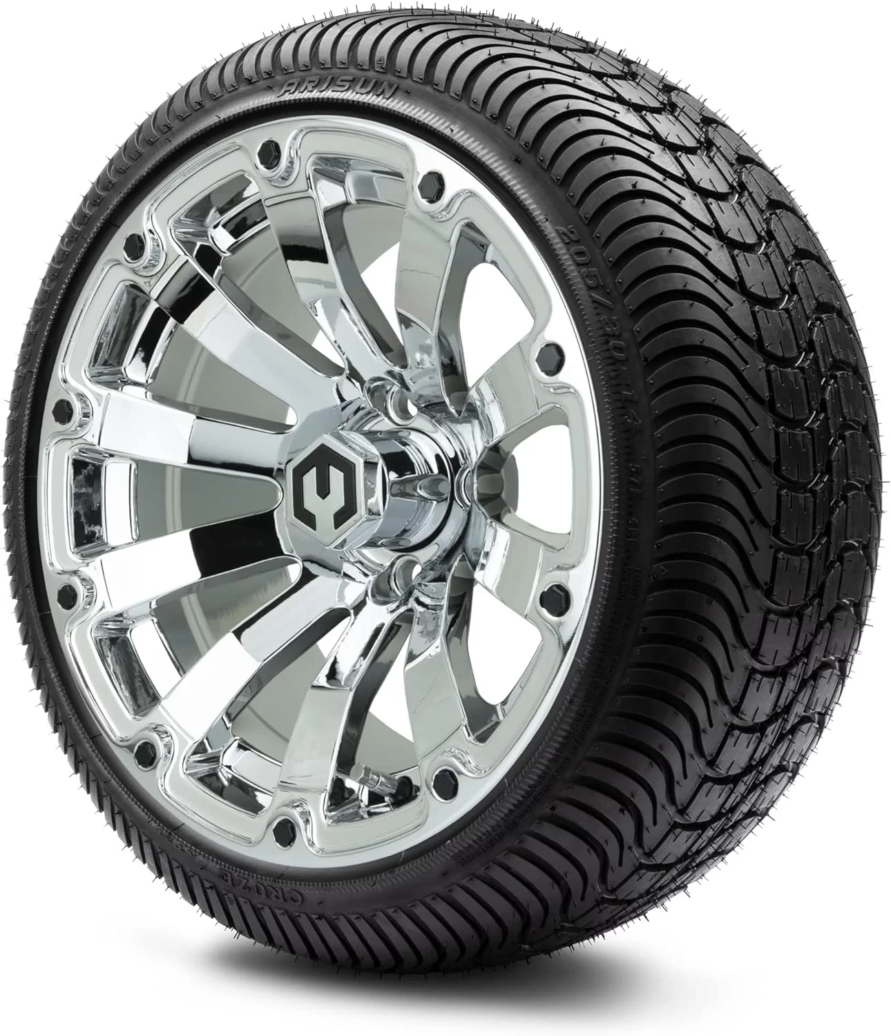MODZ® Bomber Chrome 14″ Golf Cart Wheels and Tires Combo – Set of 4 MODZ® Bomber Chrome 14″ Golf Cart Wheels and Tires Combo – Set of 4